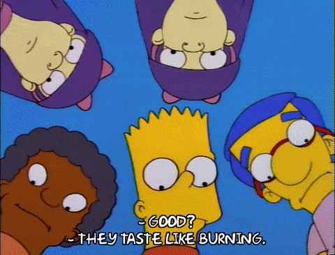 tastes like burning